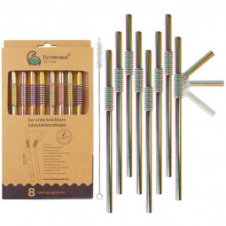 knickbarer Edelstahltrinkhalm 8er Set Regenbogen